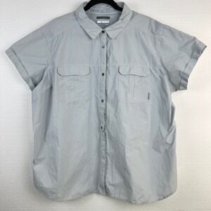 Columbia Omni-Shade S/S Button Shirt Mens 3X/3TF Gray Stripe Sun Protection